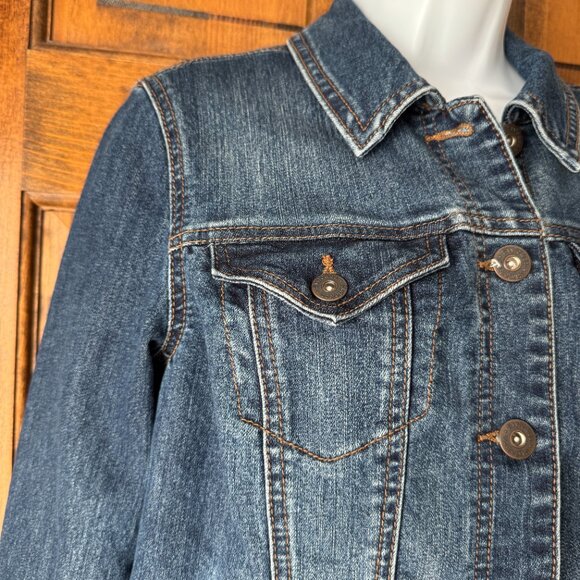 Style & Co Button Close Denim Jacket Petite Medium - Picture 5 of 16